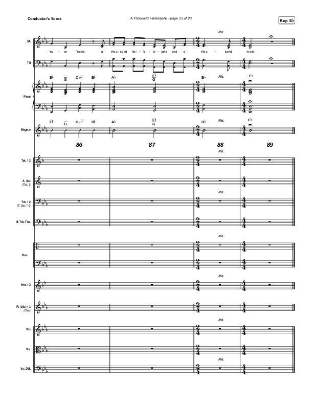 A Thousand Hallelujahs (Sing It Now SATB) Orchestration (Brooke Ligertwood / Arr. Luke Gambill)