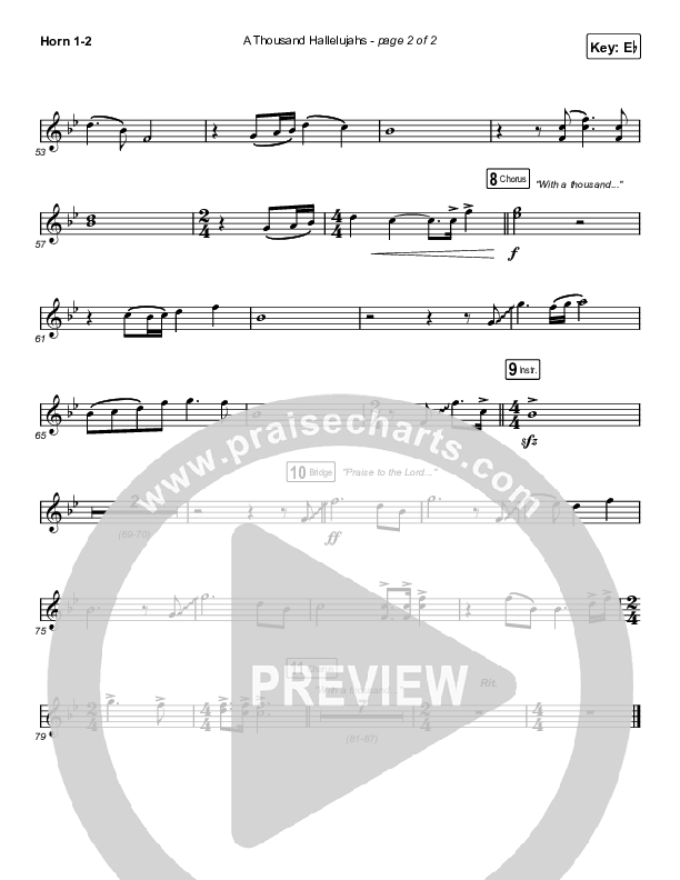 A Thousand Hallelujahs (Sing It Now SATB) French Horn 1/2 (Brooke Ligertwood / Arr. Luke Gambill)