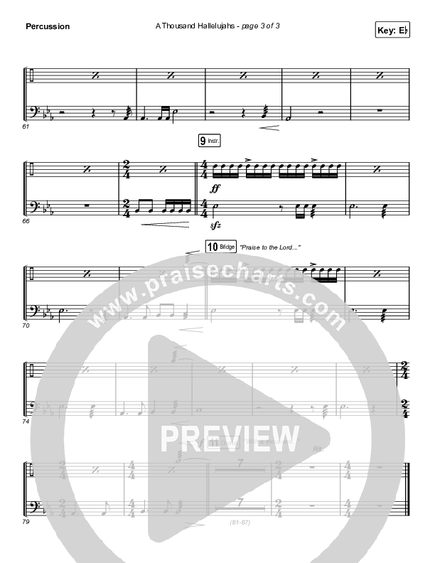 A Thousand Hallelujahs (Sing It Now SATB) Percussion (Brooke Ligertwood / Arr. Luke Gambill)