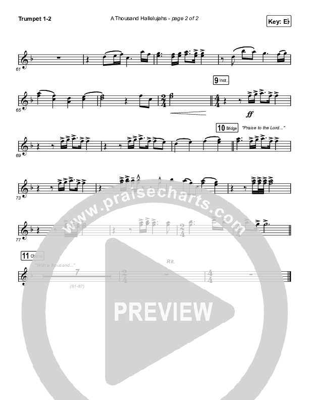 A Thousand Hallelujahs (Sing It Now SATB) Trumpet 1,2 (Brooke Ligertwood / Arr. Luke Gambill)
