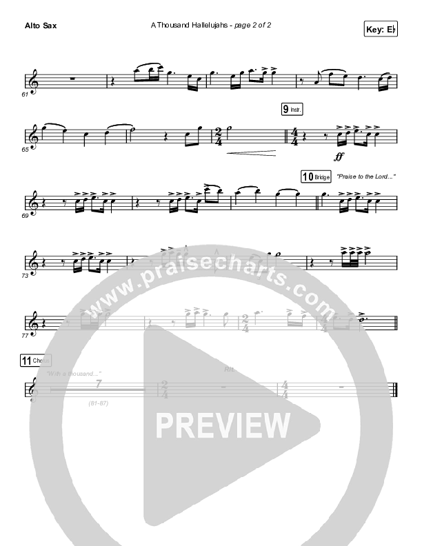 A Thousand Hallelujahs (Unison/2-Part Choir) Sax Pack (Brooke Ligertwood / Arr. Luke Gambill)
