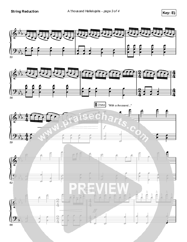 A Thousand Hallelujahs (Unison/2-Part Choir) String Reduction (Brooke Ligertwood / Arr. Luke Gambill)