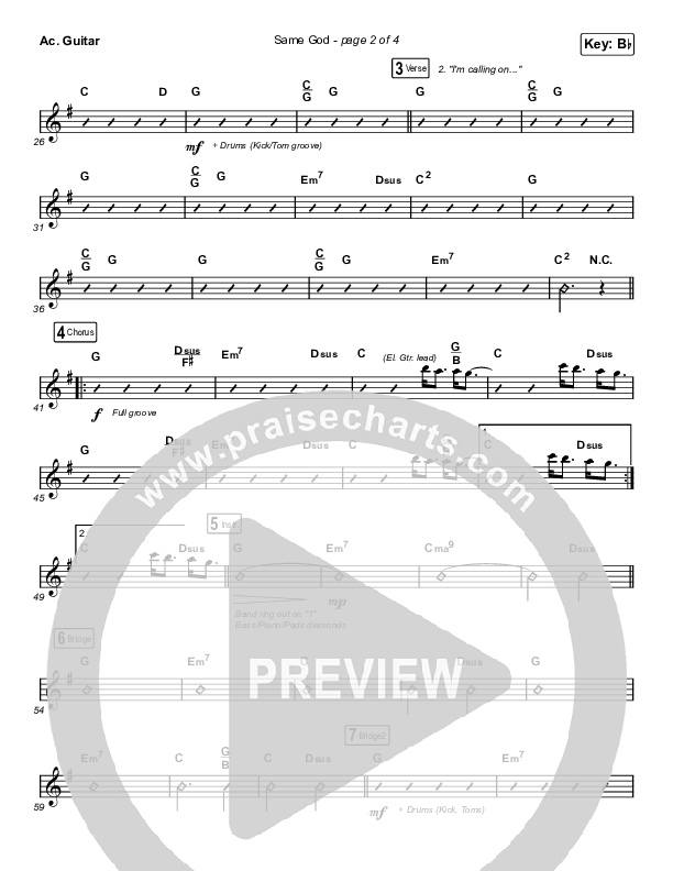 Same God (Unison/2-Part Choir) Acoustic Guitar (Elevation Worship / Jonsal Barrientes / Arr. Luke Gambill)