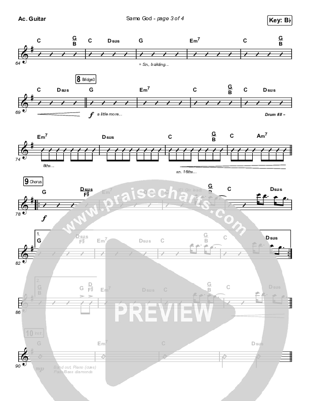 Same God (Unison/2-Part Choir) Acoustic Guitar (Elevation Worship / Jonsal Barrientes / Arr. Luke Gambill)