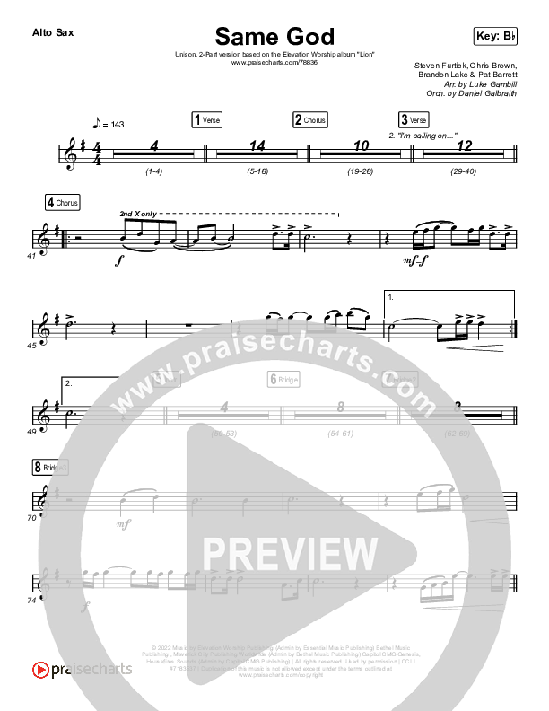 Same God (Unison/2-Part Choir) Sax Pack (Elevation Worship / Jonsal Barrientes / Arr. Luke Gambill)