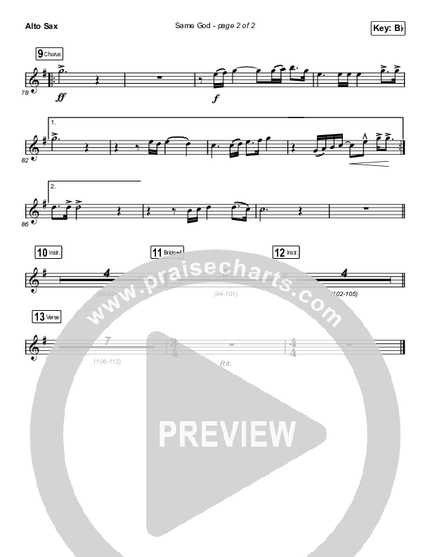 Same God (Unison/2-Part Choir) Alto Sax (Elevation Worship / Jonsal Barrientes / Arr. Luke Gambill)