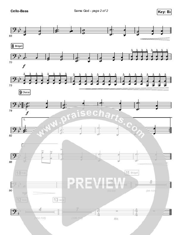 Same God (Unison/2-Part Choir) Cello/Bass (Elevation Worship / Jonsal Barrientes / Arr. Luke Gambill)