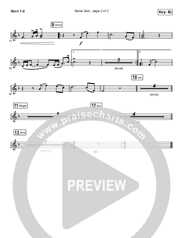 Same God (Unison/2-Part Choir) French Horn 1/2 (Elevation Worship / Jonsal Barrientes / Arr. Luke Gambill)