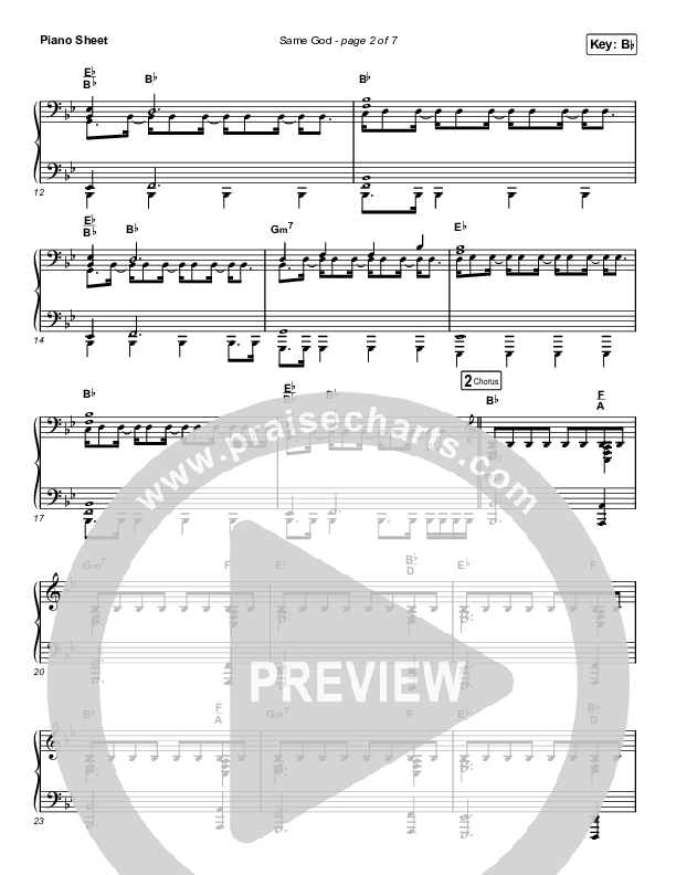 Same God (Unison/2-Part Choir) Piano Sheet (Elevation Worship / Jonsal Barrientes / Arr. Luke Gambill)