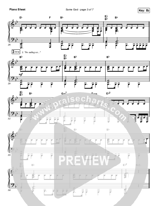 Same God (Unison/2-Part Choir) Piano Sheet (Elevation Worship / Jonsal Barrientes / Arr. Luke Gambill)