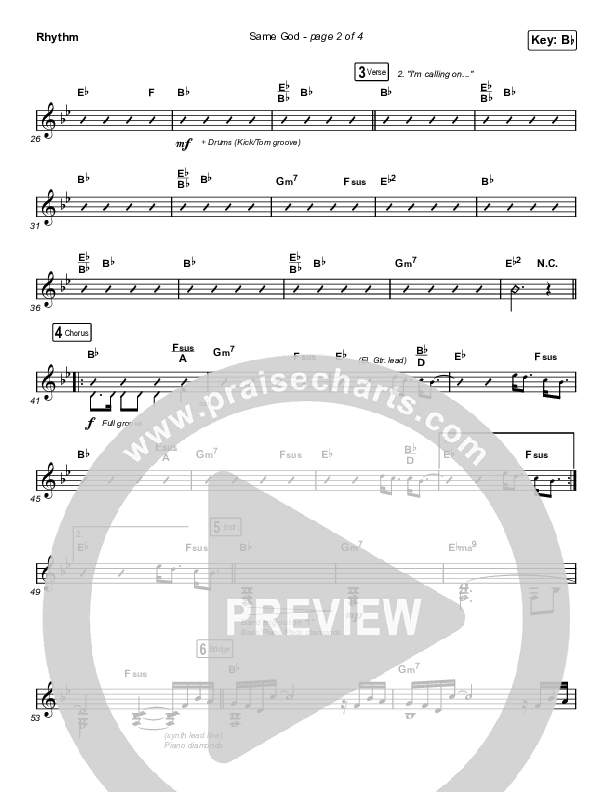 Same God (Unison/2-Part Choir) Rhythm Chart (Elevation Worship / Jonsal Barrientes / Arr. Luke Gambill)
