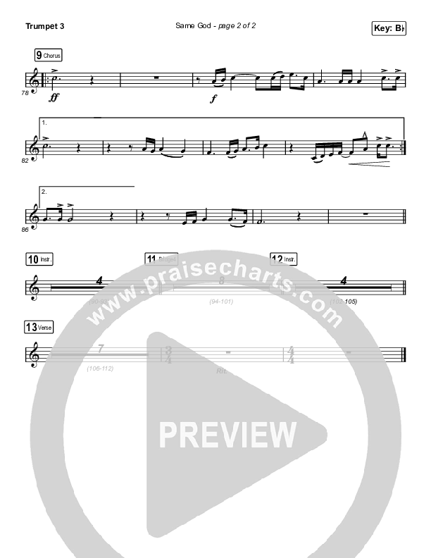 Same God (Unison/2-Part Choir) Trumpet 3 (Elevation Worship / Jonsal Barrientes / Arr. Luke Gambill)