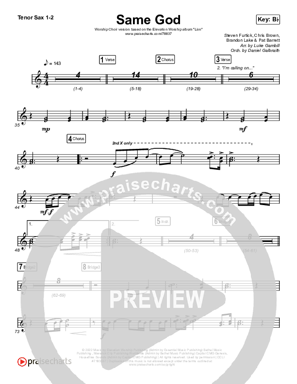 Same God (Worship Choir SAB) Sax Pack (Elevation Worship / Jonsal Barrientes / Arr. Luke Gambill)