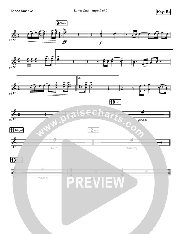 Same God (Worship Choir SAB) Tenor Sax 1/2 (Elevation Worship / Jonsal Barrientes / Arr. Luke Gambill)