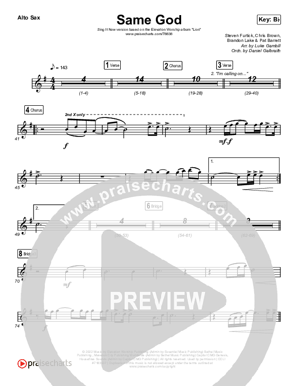 Same God (Sing It Now SATB) Alto Sax (Elevation Worship / Jonsal Barrientes / Arr. Luke Gambill)
