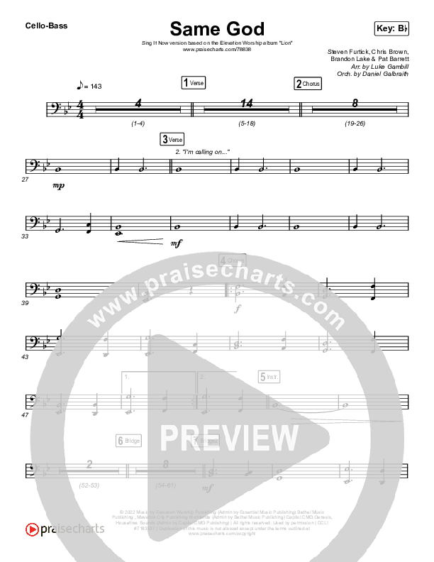 Same God (Sing It Now SATB) Cello/Bass (Elevation Worship / Jonsal Barrientes / Arr. Luke Gambill)