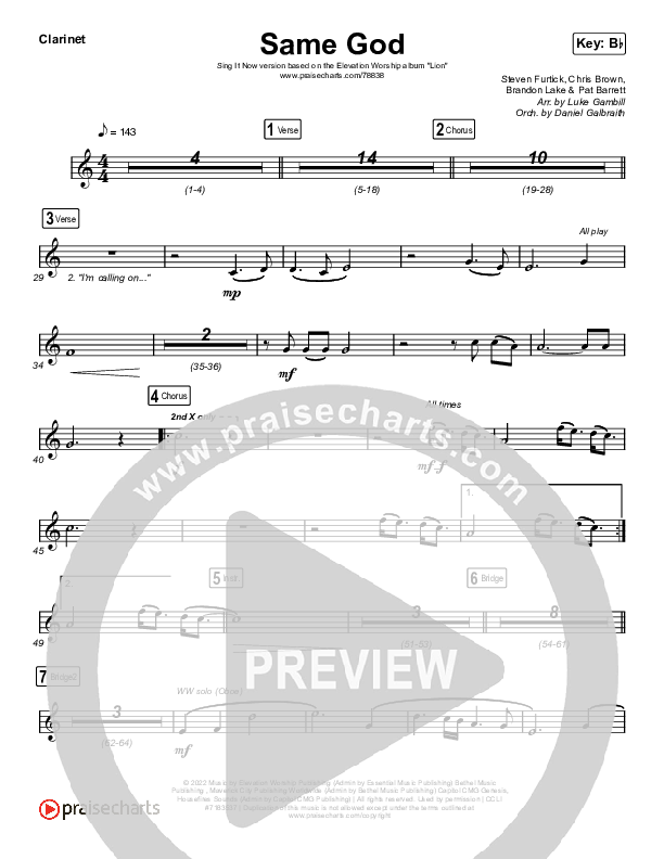 Same God (Sing It Now SATB) Clarinet (Elevation Worship / Jonsal Barrientes / Arr. Luke Gambill)