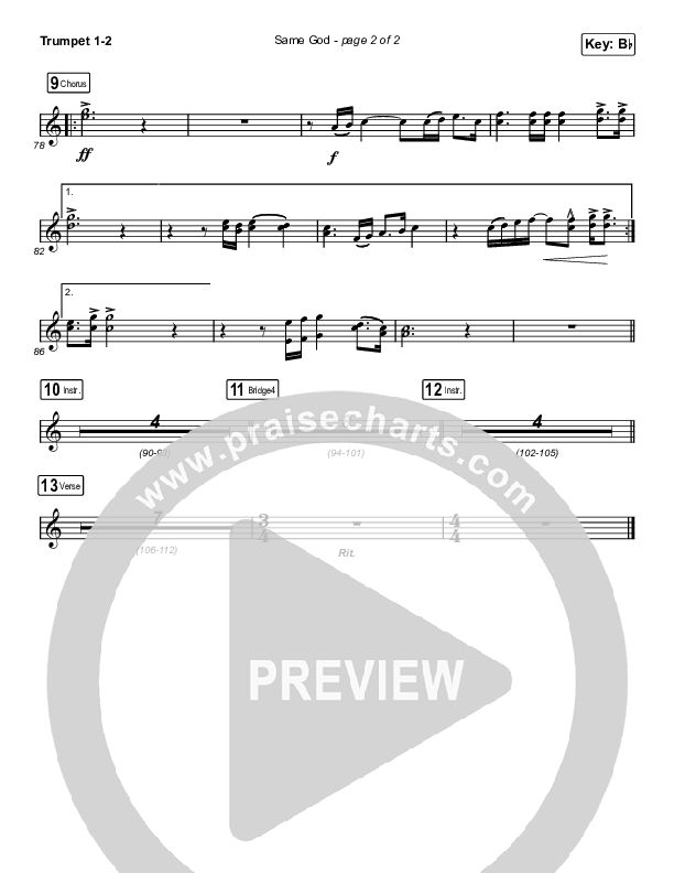 Same God (Sing It Now SATB) Trumpet 1,2 (Elevation Worship / Jonsal Barrientes / Arr. Luke Gambill)