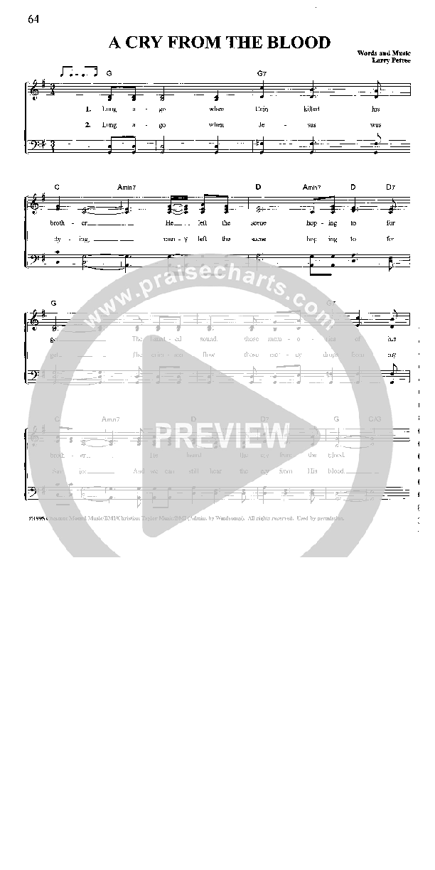 A Cry From The Blood Lead Sheet (The Freemans)