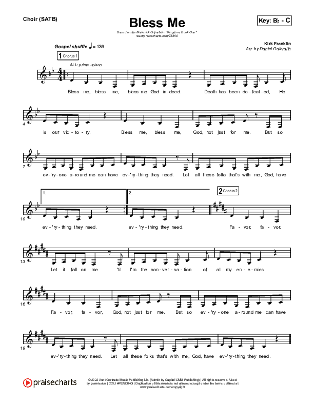 Bless Me Choir Sheet (SATB) (Kirk Franklin / Maverick City Music)