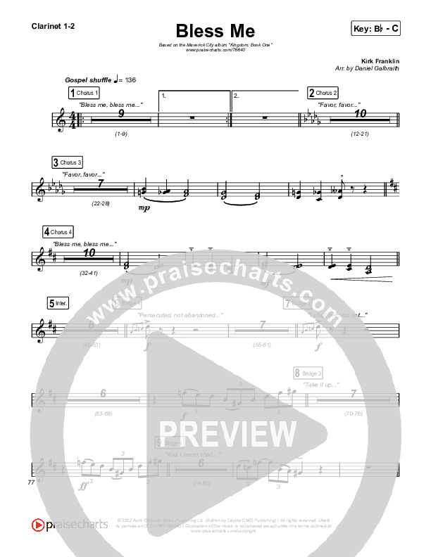 Bless Me Clarinet 1/2 (Kirk Franklin / Maverick City Music)