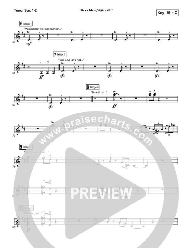 Bless Me Tenor Sax 1/2 (Kirk Franklin / Maverick City Music)