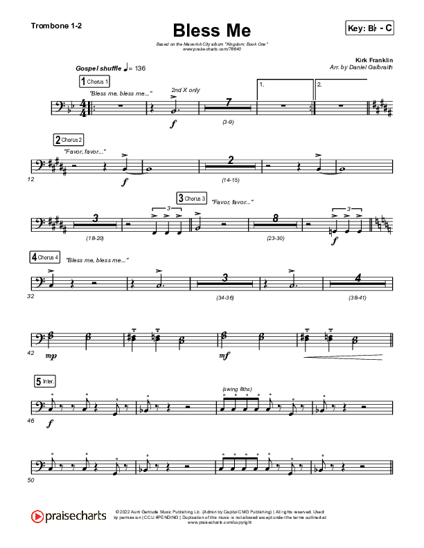 Bless Me Trombone 1/2 (Kirk Franklin / Maverick City Music)