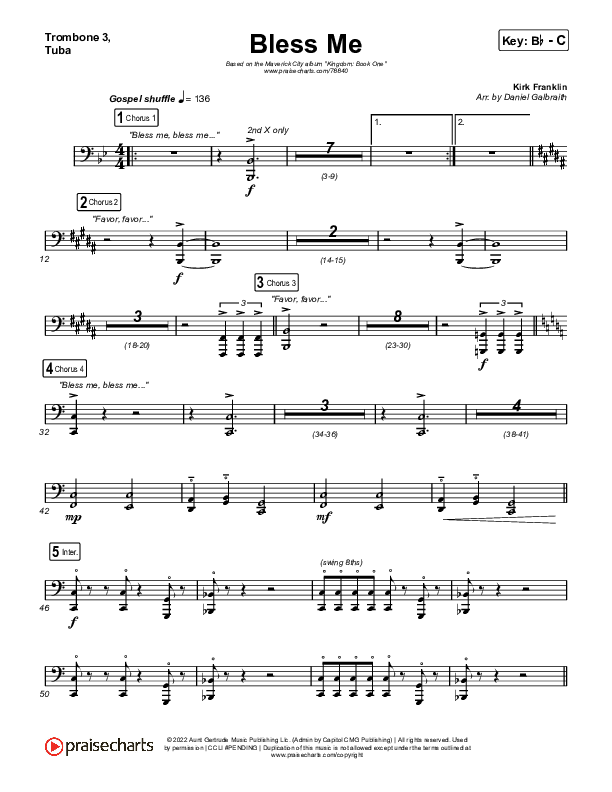 Bless Me Trombone 3/Tuba (Kirk Franklin / Maverick City Music)