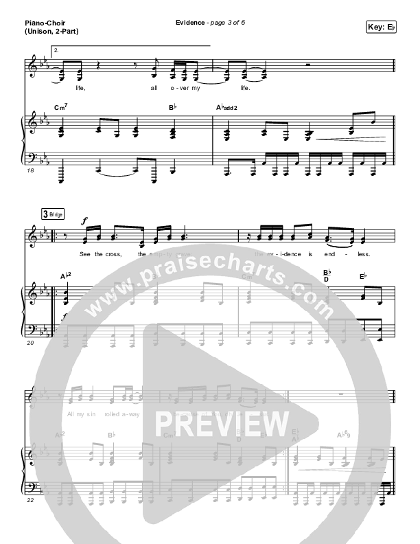 Evidence (Unison/2-Part Choir) Piano/Choir  (Uni/2-Part) (Josh Baldwin / Arr. Luke Gambill)