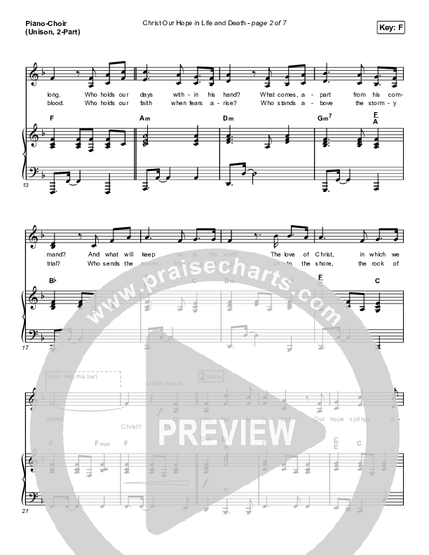 Christ Our Hope In Life And Death (Unison/2-Part Choir) Piano/Choir  (Uni/2-Part) (Matt Papa / Keith & Kristyn Getty / Arr. Luke Gambill)
