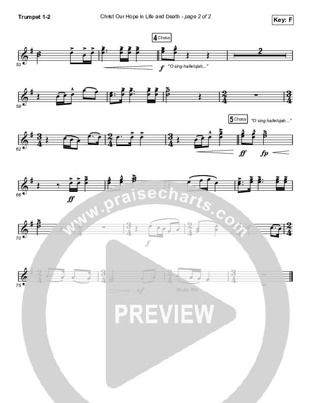 Christ Our Hope In Life And Death (Unison/2-Part Choir) Trumpet 1,2 (Matt Papa / Keith & Kristyn Getty / Arr. Luke Gambill)