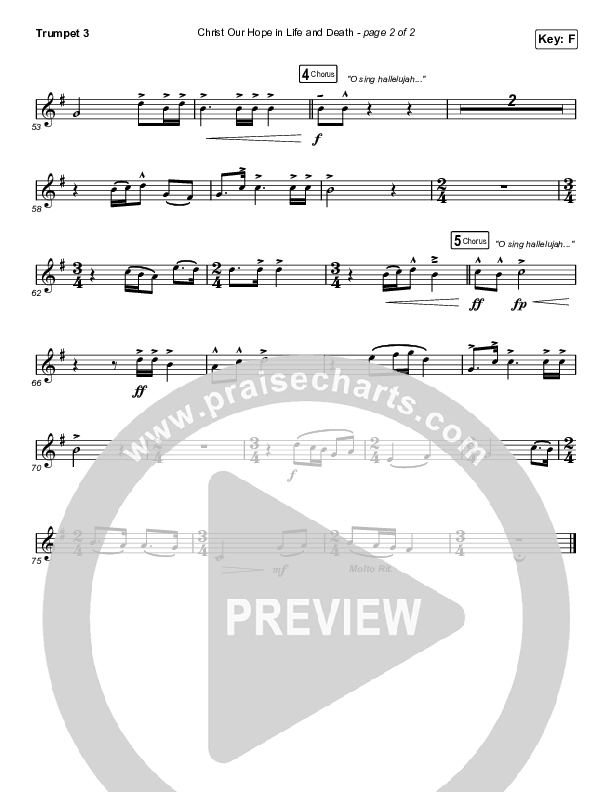 Christ Our Hope In Life And Death (Unison/2-Part Choir) Trumpet 3 (Matt Papa / Keith & Kristyn Getty / Arr. Luke Gambill)