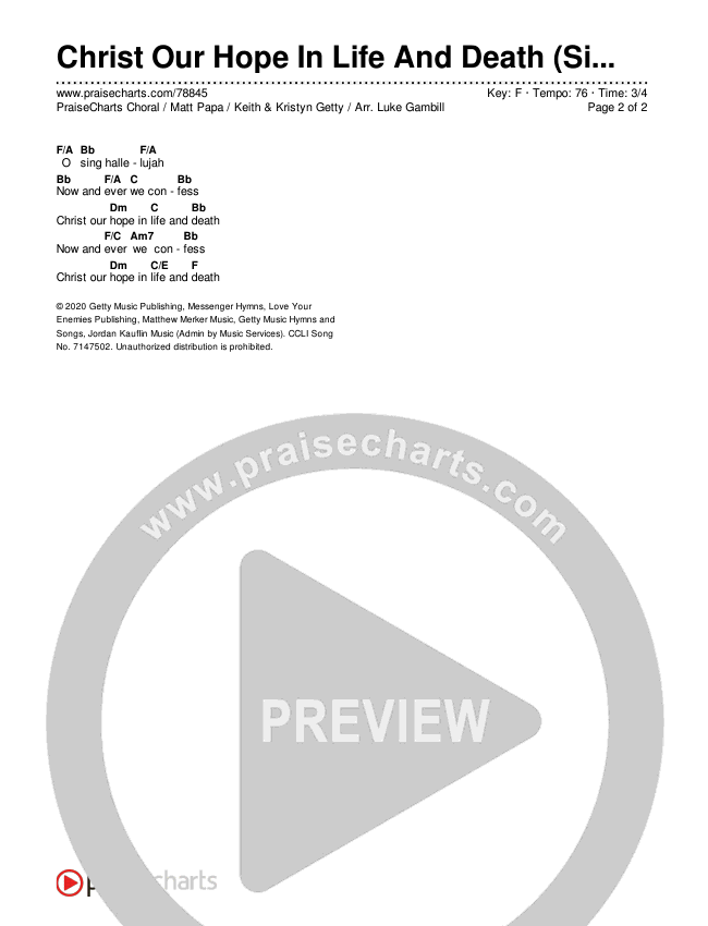 Christ Our Hope In Life And Death (Sing It Now SATB) Chords & Lyrics (Matt Papa / Keith & Kristyn Getty / Arr. Luke Gambill)