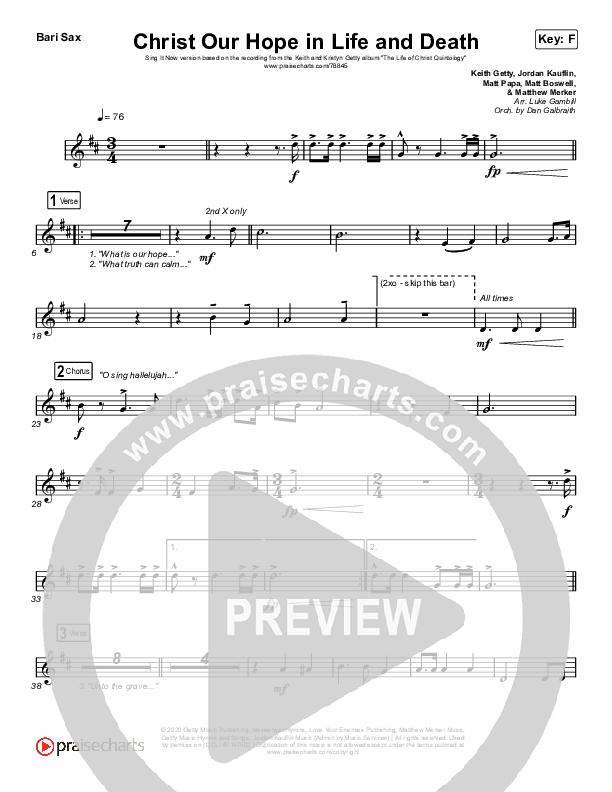 Christ Our Hope In Life And Death (Sing It Now SATB) Bari Sax (Matt Papa / Keith & Kristyn Getty / Arr. Luke Gambill)
