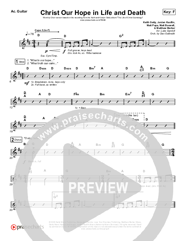 Christ Our Hope In Life And Death (Worship Choir SAB) Acoustic Guitar (Matt Papa / Keith & Kristyn Getty / Arr. Luke Gambill)