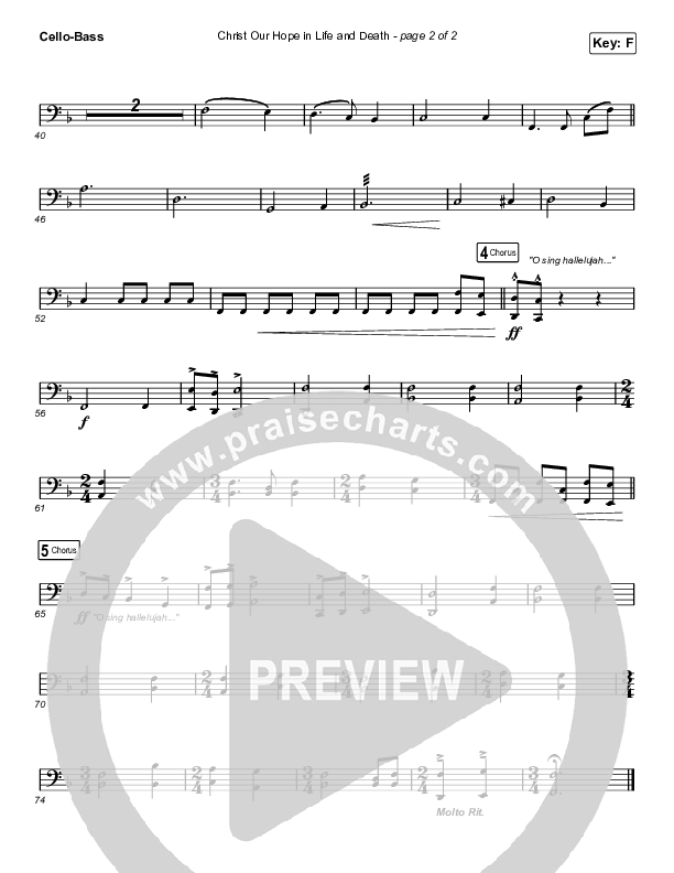 Christ Our Hope In Life And Death (Worship Choir SAB) Cello/Bass (Matt Papa / Keith & Kristyn Getty / Arr. Luke Gambill)