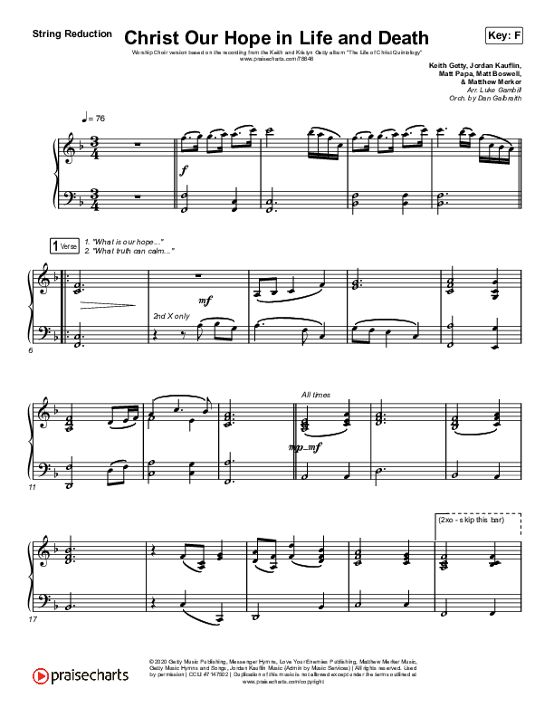 Christ Our Hope In Life And Death (Worship Choir SAB) String Reduction (Matt Papa / Keith & Kristyn Getty / Arr. Luke Gambill)