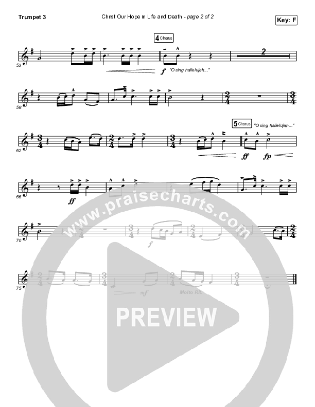 Christ Our Hope In Life And Death (Worship Choir SAB) Trumpet 3 (Matt Papa / Keith & Kristyn Getty / Arr. Luke Gambill)