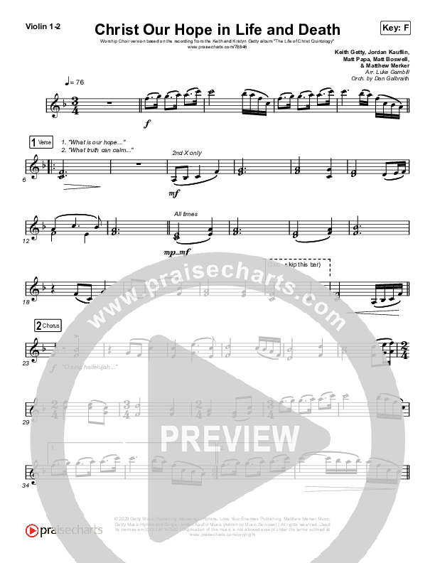 Christ Our Hope In Life And Death (Worship Choir SAB) String Pack (Matt Papa / Keith & Kristyn Getty / Arr. Luke Gambill)