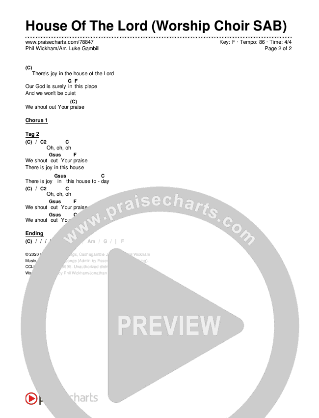 House Of The Lord (Worship Choir SAB) Chords & Lyrics (Phil Wickham / Arr. Luke Gambill)