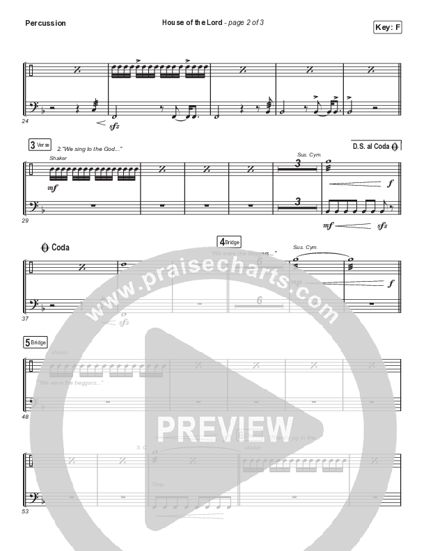 House Of The Lord (Worship Choir SAB) Percussion (Phil Wickham / Arr. Luke Gambill)