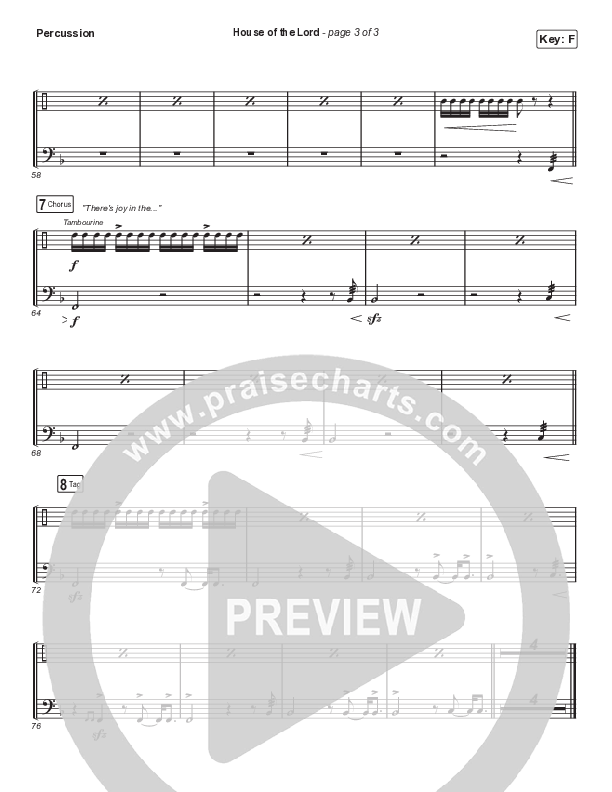 House Of The Lord (Worship Choir SAB) Percussion (Phil Wickham / Arr. Luke Gambill)