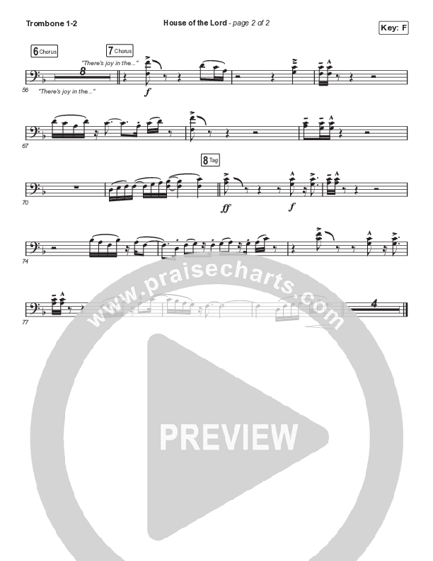House Of The Lord (Worship Choir SAB) Trombone 1/2 (Phil Wickham / Arr. Luke Gambill)
