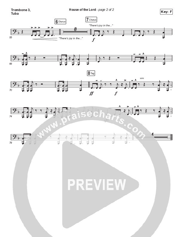 House Of The Lord (Worship Choir SAB) Trombone 3/Tuba (Phil Wickham / Arr. Luke Gambill)
