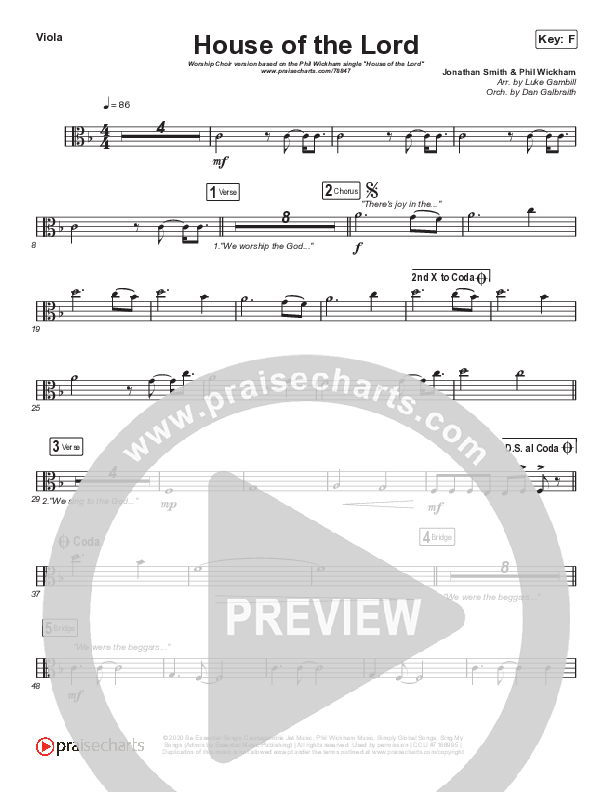 House Of The Lord (Worship Choir SAB) Viola (Phil Wickham / Arr. Luke Gambill)
