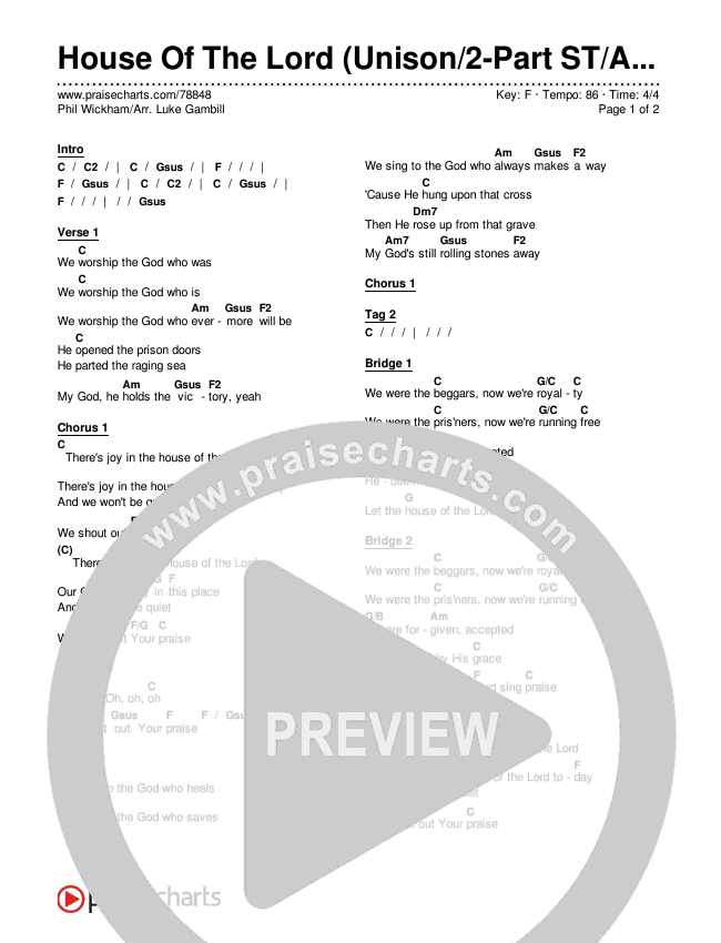 House Of The Lord (Unison/2-Part Choir) Chords & Lyrics (Phil Wickham / Arr. Luke Gambill)