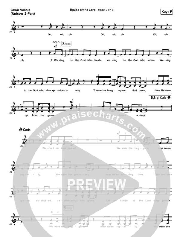 House Of The Lord (Unison/2-Part Choir) Choir Vocals (Uni/2-Part) (Phil Wickham / Arr. Luke Gambill)