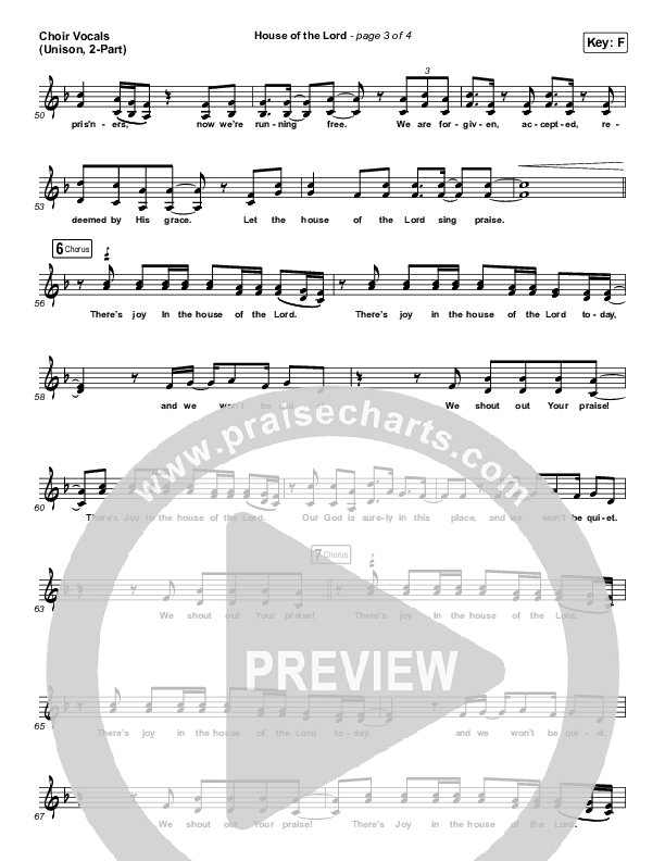 House Of The Lord (Unison/2-Part Choir) Choir Vocals (Uni/2-Part) (Phil Wickham / Arr. Luke Gambill)