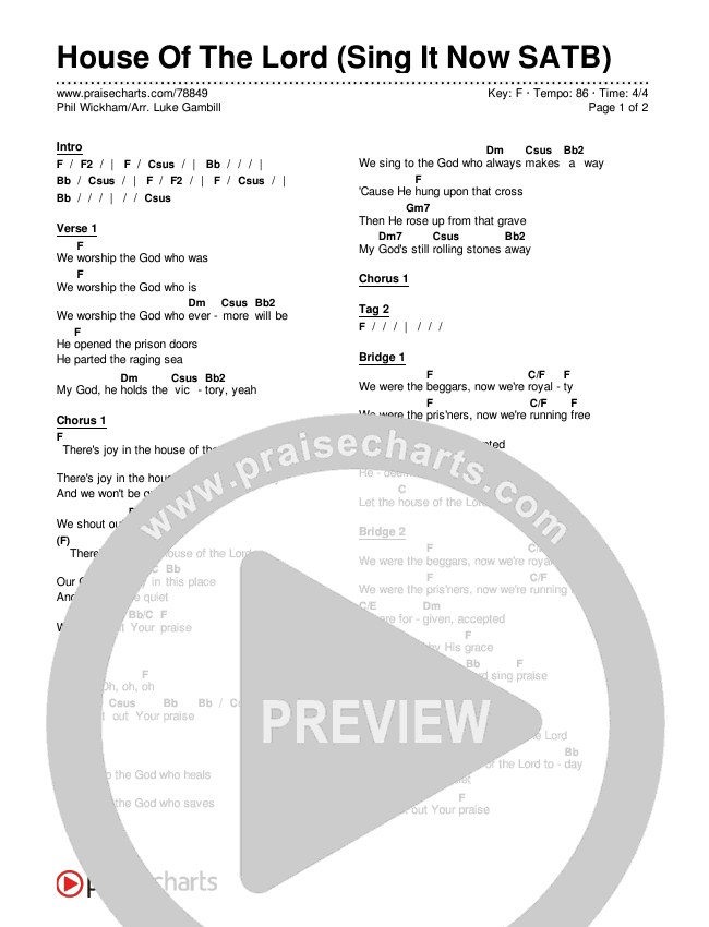 House Of The Lord (Sing It Now SATB) Chords & Lyrics (Phil Wickham / Arr. Luke Gambill)
