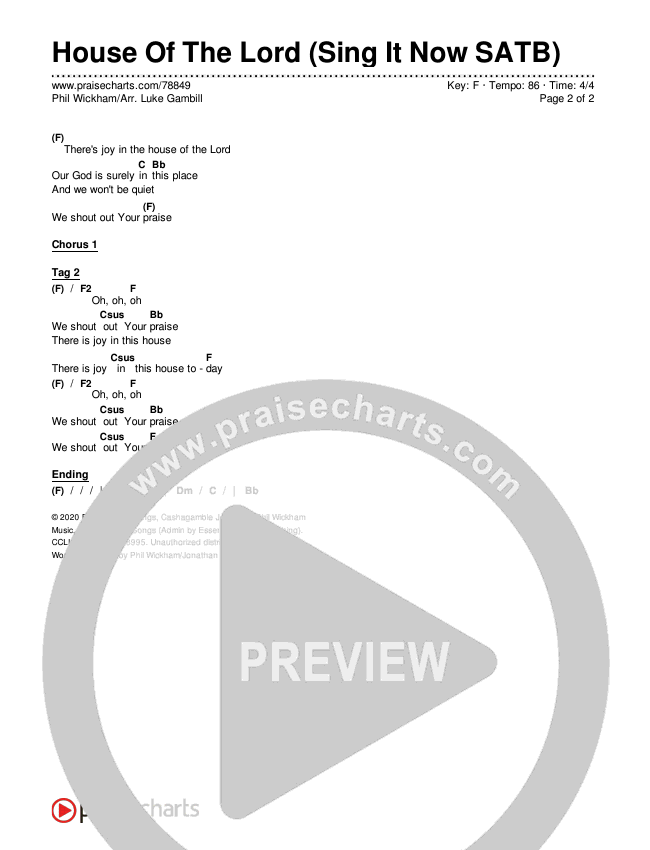 House Of The Lord (Sing It Now SATB) Chords & Lyrics (Phil Wickham / Arr. Luke Gambill)